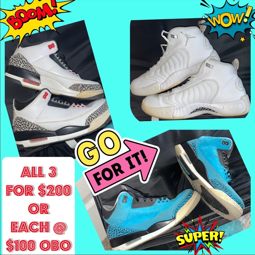 3x pairs of Nike Air Jordan Mens Sneakers - size 9.5 - price negotiable